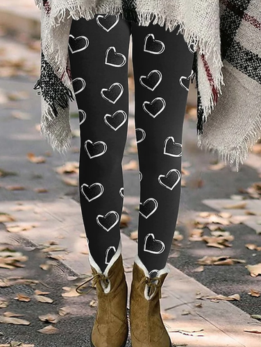 Heart Print Leggings - Just Fashion Now - Modalova