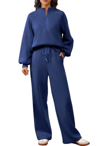 Half Turtleneck Plain Casual Two-Piece Set - Just Fashion Now - Modalova