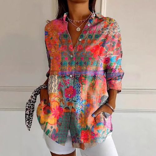 Shirt Collar Loose Ethnic Casual Shirt - Just Fashion Now - Modalova