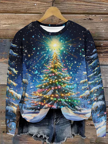 Loose Christmas Tree Casual Sweatshirt - Just Fashion Now - Modalova