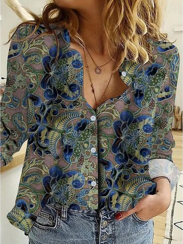 Floral Print Long Sleeve Shirt - Just Fashion Now - Modalova