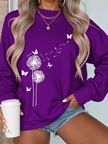 Botanical Pattern Casual Loose Sweatshirt - Just Fashion Now - Modalova