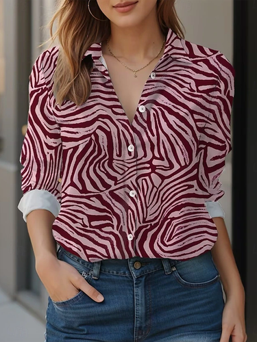 Zebra Printed Long Sleeve Shirt - Just Fashion Now - Modalova