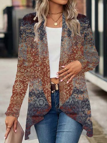 Ethnic Print Long Sleeve Shawl Jacket - Just Fashion Now - Modalova