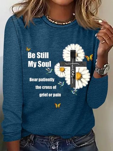 Be Still, My Soul Long Sleeve Crew Neck T-shirt - Just Fashion Now - Modalova