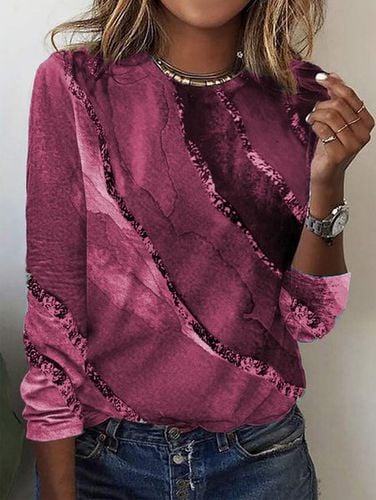 Abstract Print Long Sleeve Crew Neck T-shirt - Just Fashion Now - Modalova