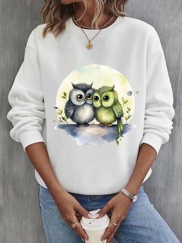 Bird Crew Neck Casual Sweatshirt - Just Fashion Now - Modalova