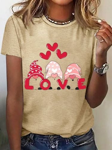 Heart Print Short Sleeve T-shirt - Just Fashion Now - Modalova