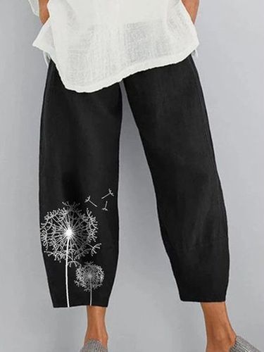 Black Linen Shift Solid Casual Pants - Modetalente - Modalova