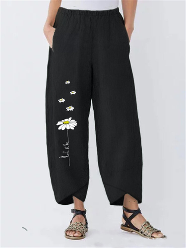 Floral-Print Pockets Casual Pants - Modetalente - Modalova