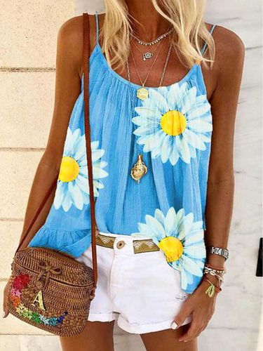 Casual Sleeveless Floral Printed Tank Top - Modetalente - Modalova