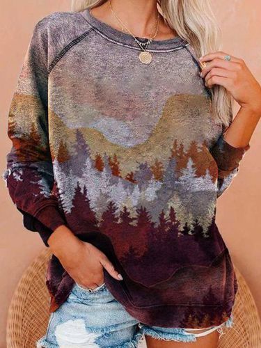 Long Sleeve Floral-Print Crew Neck Sweatshirt - Modetalente - Modalova