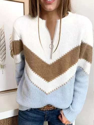 Casual V Neck Cotton Sweater - Just Fashion Now - Modalova
