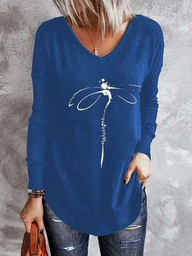 Loosen V Neck Printed T-shirt - Modetalente - Modalova