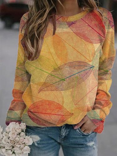 Long Sleeve Printed Crew Neck Casual Sweatshirt - Modetalente - Modalova
