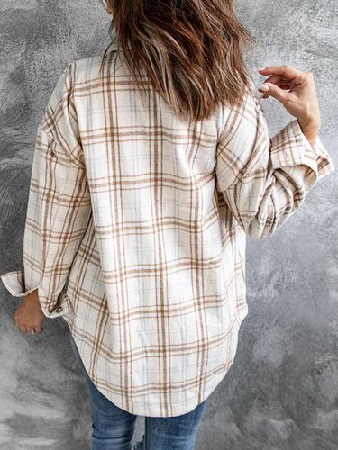 Printed Shirt Collar Casual Long Sleeve Blouse - Just Fashion Now - Modalova