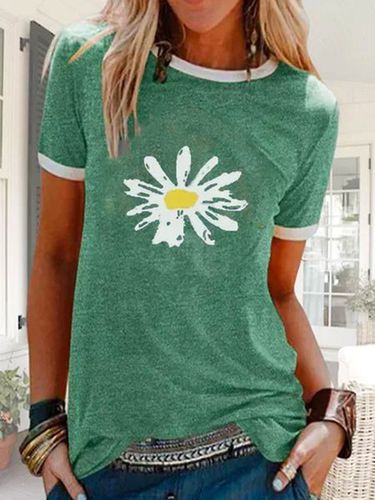 Green Short Sleeve Crew Neck T-shirt - Just Fashion Now - Modalova
