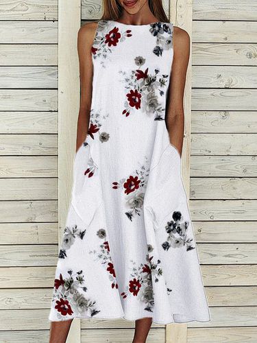 Sleeveless Casual Shift Floral Weaving Dress - Just Fashion Now - Modalova