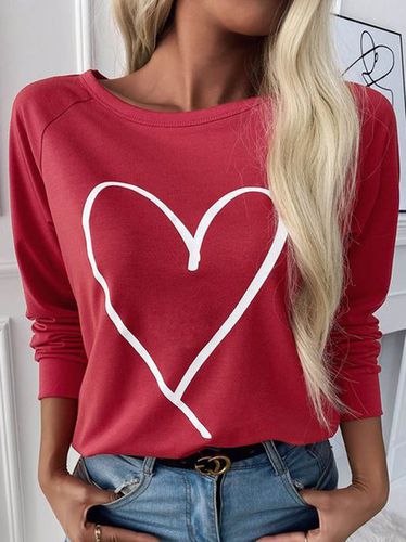 Party Loosen Heart Printed T-shirt - Just Fashion Now - Modalova