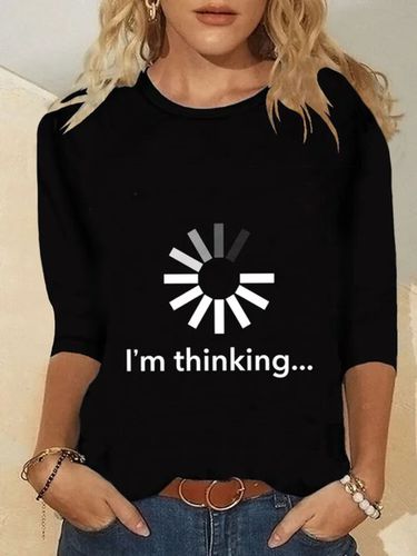 I'm Thinking Long Sleeve Round Neck Printed Top T-Shirt - Just Fashion Now UK - Modalova