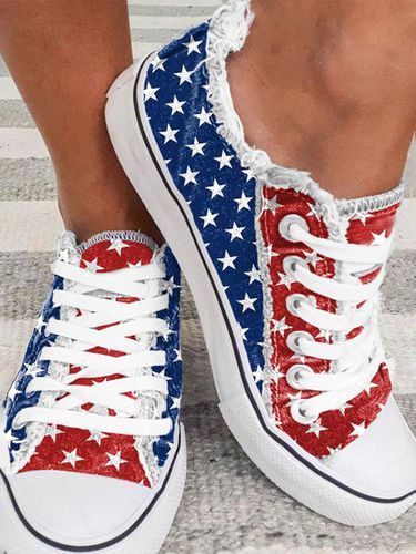 American Independence Day Flag Commemorative Canvas Shoes - Just Fashion Now - Modalova
