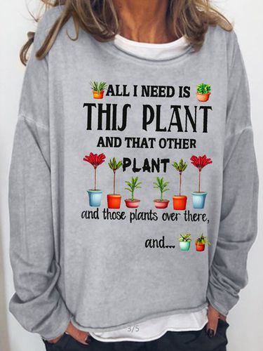 Womens Funny Plant Lover Letter Casual Sweatshirt - Modetalente - Modalova