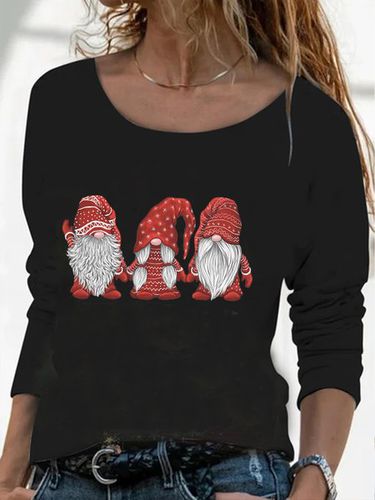 Crew Neck Casual Loose Christmas T-Shirt - Just Fashion Now - Modalova