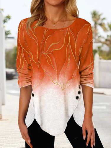 Gradient tulip-shaped hem button loose tunic T-shirt - Just Fashion Now UK - Modalova