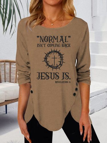 Normal isn't coming back jesus Printed button top tunic - Just Fashion Now - Modalova