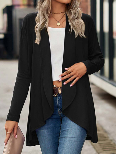 Wrap Loose Casual Plain Coat - Just Fashion Now - Modalova