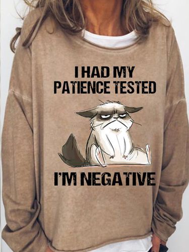 Womens I Had My Patience Tested I'm Negative Cat Funny Sarcasm Casual Sweatshirt - Modetalente - Modalova