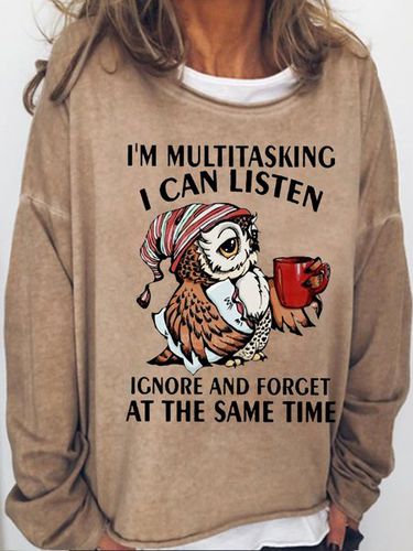 Womens Funny Lestter Owl I'm Multitasking Casual Sweatshirt - Just Fashion Now - Modalova