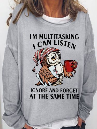 Womens Funny Lestter Owl I'm Multitasking Casual Sweatshirt - Just Fashion Now - Modalova