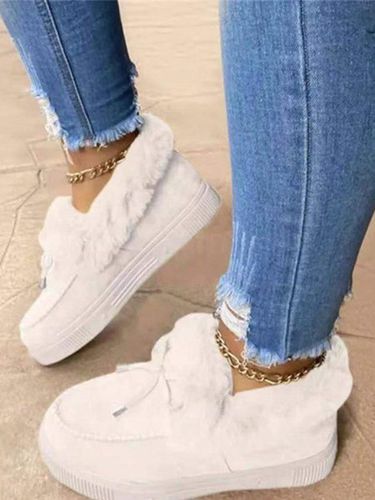 Fleece Warm Round Toe Platform Snow Boots Footwear - Just Fashion Now - Modalova