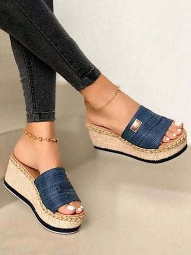 Resort Hemp Rope Sole Wedge Sandals - Just Fashion Now - Modalova