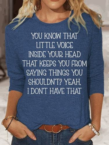 Womens Little Voice Inside Your Head Top - Just Fashion Now - Modalova