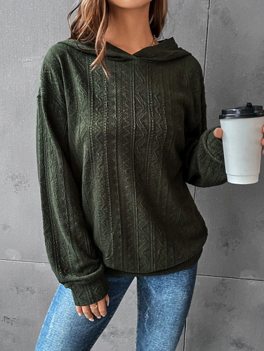 Casual Solid Drop Shoulder Hoodie Sweatshirt - Just Fashion Now - Modalova