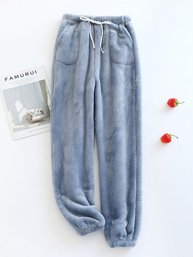 Fluff/Granular Fleece Fabric Casual Loose Casual Pants - Modetalente - Modalova