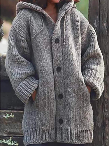 Casual Long Sleeve Knit coat - Modetalente - Modalova