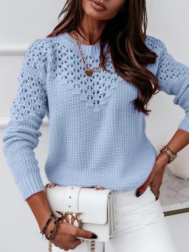 Plain Casual Crew Neck Sweater - Just Fashion Now - Modalova