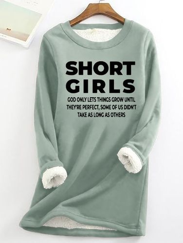 Women's Short Girls Funny Graphic Print Warmth Fleece Sweatshirt Loose Christmas Crew Neck Casual Sweatshirt - Just Fashion Now - Modalova