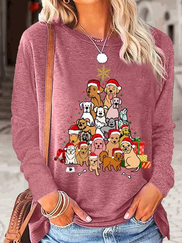 Women's Christmas Dog Tree Casual Top - Just Fashion Now - Modalova