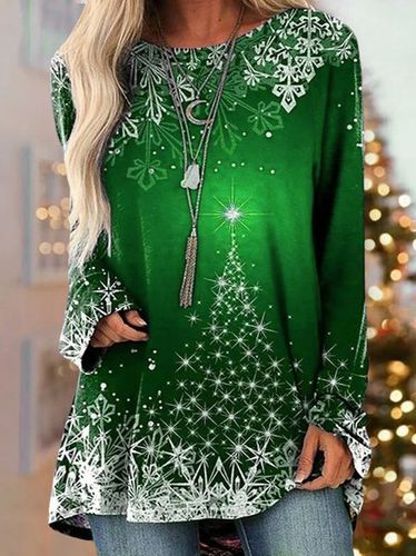 Christmas Snowflake Loose Casual T-Shirt - Just Fashion Now - Modalova