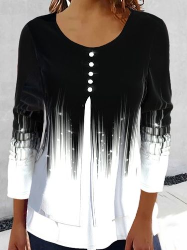 Crew Neck Party Gradient Pattern tunic T-Shirt - Modetalente - Modalova