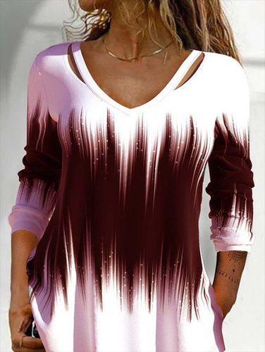 Color Block Long sleeve Casual T-Shirt Tunic - Just Fashion Now UK - Modalova