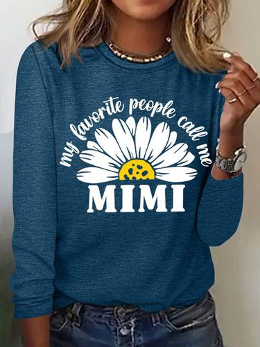 My Favorite People Call Me Mimi With Daisy Women's Long Sleeve T-Shirt - Modetalente - Modalova