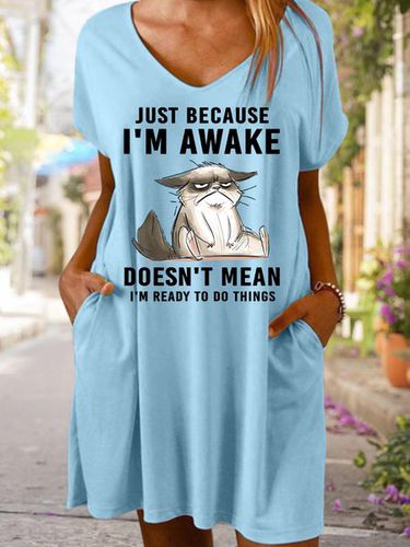 Just Because Im Awake Doesn't Mean I'm Read To Do Things Women's V Neck Dress - Modetalente - Modalova