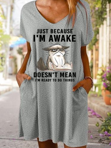 Just Because Im Awake Doesn't Mean I'm Read To Do Things Women's V Neck Dress - Modetalente - Modalova