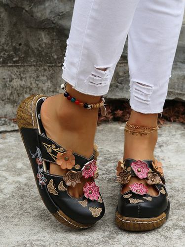 Vintage Floral Mules Clog Shoes - Just Fashion Now - Modalova