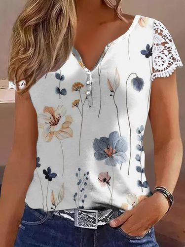 Jersey Floral Loose Casual Shirt - Modetalente - Modalova